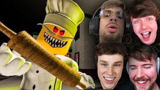 MR BEAST KARL CHANDLER NOLAN PLAYING PAPA PIZZA ESCAPE IN ROBLOX [upl. by Loni]