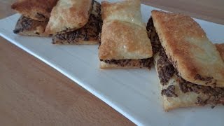 Hojaldre relleno de mantequilla de cacahuetes y chocolateمورقات بزبدة الفول السوداني [upl. by Romelle]