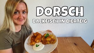 Dorsch in Bierteig  Fisch einfach und schnell zubereitet  Backfisch und Bratkartoffeln [upl. by Norramic494]