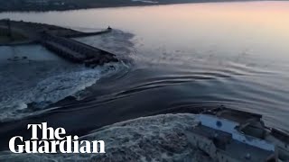 Footage shows dam near Ukraine city of Kherson breached [upl. by Siugram]