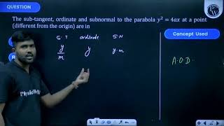 The subtangent ordinate and subnormal to the parabola y2  4ax at a point different from the [upl. by Nimaj]