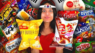 Rs 10000 RARE Korean Snacks Review  😱😱 Never Seen Before [upl. by Nirehtak]