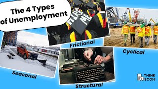 The 4 Types of Unemployment Explained FRICTIONAL STRUCTURAL CYCLICAL SEASONAL  Think Econ [upl. by Niroc820]