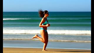 Woman Beach Bikini Running [upl. by Ostler465]