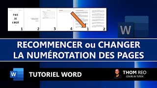 RECOMMENCER ou MODIFIER la NUMÉROTATION de page WORD  Tuto express [upl. by Nehtanhoj]