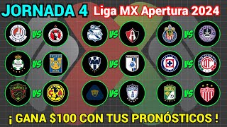 PRONÓSTICOS Liga MX APERTURA 2024 Jornada 4 [upl. by Yleme]