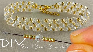 Easy Seed Bead Bracelet Tutorial for Beginners How to Make Bracelets with Beads and Crystals [upl. by Naharba]