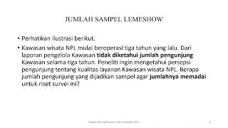 SESI 13 MEP Penentuan jumlah sampel Lemeshow [upl. by Adnarim999]