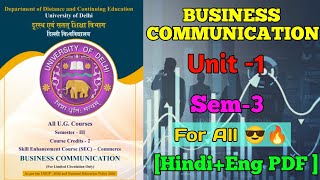 BUSINESS COMMUNICATION  UNIT 1 SEM34  HindiEnglish PDF   Du Sol Ncweb  IGNOU Regular [upl. by Tobey733]