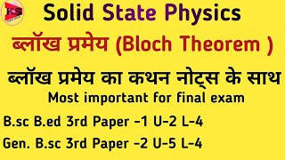 Bloch theorem statement in solid state physics ब्लाँखप्रमेय [upl. by Alia]