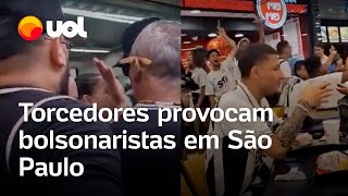 Torcedores de Corinthians e Santos provocam bolsonaristas em dia de ato e jogos das equipes em SP [upl. by Ylak703]