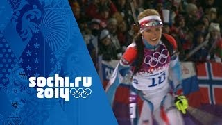 Biathlon  Womens 125km Mass Start  Domracheva Wins Gold  Sochi 2014 Winter Olympics [upl. by Ahtiek]