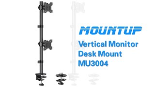 How to Adjust the Tilt and Height of Vertical Dual Monitor Desk Mount MU3004 [upl. by Hploda]