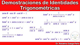 Identidades trigonométricas básicas  10 ejercicios resueltos demostraciones [upl. by Chryste]