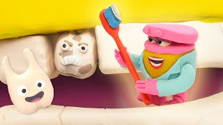 Play Doh Videos 🦷 Dentist Cleaning Teeth 🦷Tooth Doctor and Patient Check Up Kids  PlayDoh Official [upl. by Dich525]