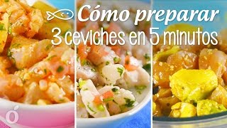 Cómo preparar 3 ceviches en 5 minutos  Ceviche rápido [upl. by Rehpotsirahc]