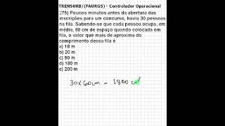 Matemática Concursos TRENSURB FAURGS Q0275 ensinomédio matematica questaodeconcurso [upl. by Atinehs]