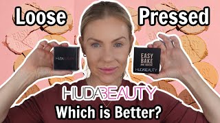 HUDA BEAUTY EASY BAKE PRESSED POWDER VS LOOSE SETTING POWDER \ Which Is Better [upl. by Ardnossak843]