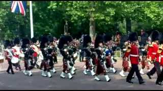 scots guards pipes and drums march down the mall trooping the color 2011 [upl. by Aay]