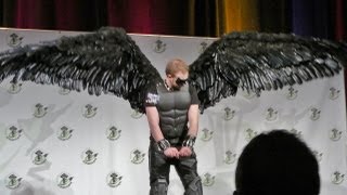 Comicon Masquerade Dark Angel Costume  Articulating Wings In Motion [upl. by Nirot]