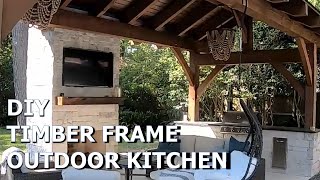 Timber Frame Outdoor Kitchen DIY Build Part 3 Fireplace amp Grill Station [upl. by Daegal68]