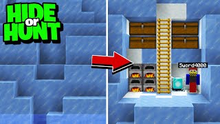 Secret ICE MOUNTAIN Base in Minecraft Hide Or Hunt [upl. by Ierna]