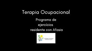 Rehabilitación de pacientes con afasia desde Terapia Ocupacional [upl. by Liane]