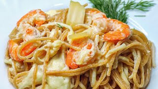 Spaghetti mit Garnelen in einer cremigen Sauce schnell und lecker  039 [upl. by Anilyx]