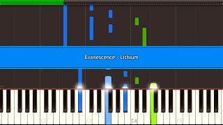 Evanescence  Lithium Piano Tutorial Synthesia [upl. by Pancho]