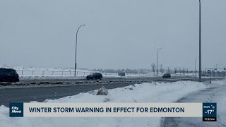 Edmonton under winter storm warning [upl. by Nedgo573]