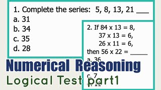 Part1 Logical Test  NUMERICAL REASONING [upl. by Sullivan]