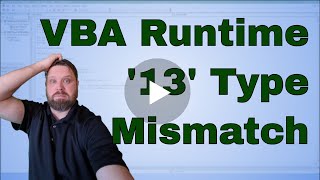 VBA Errors  Run time error 13  Type mismatch [upl. by Sew540]