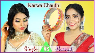 BEAUTY BATTLE  Single vs Married Karwa Chauth Makeup  Step By Step Tutorial  Anaysa [upl. by Mercuri316]