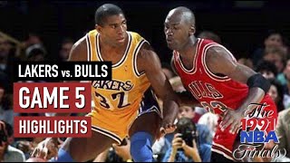 Throwback NBA Finals 1991 Chicago Bulls vs LA Lakers Full Game 5 Highlights  Jordan 30 Pippen 32 HD [upl. by Novyad]