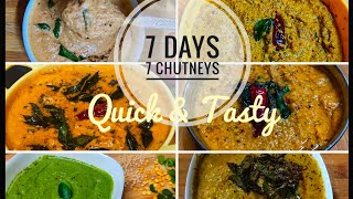 7 வகை சட்னிகள்😃7 Days 7 Tasty Chutneys👌Chutney Varieties in Tamil  7 Tiffin Chutneys Tamil chutney [upl. by Eelrahs]