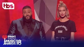 DJ Khaled amp Hailey Baldwin 2018 iHeartRadio Music Awards  Opening Monologue  TBS [upl. by Einnor]