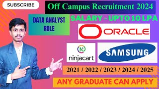 Oracle Recruitment 2024  Samsung Hiring 2024  Ninjacart Hiring 2024  Data Analyst Role  Jobs [upl. by Ayerim]