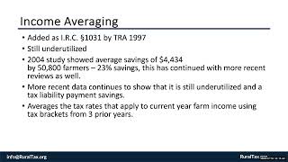 Income Averaging Benefits for Agricultural Operations [upl. by Ativad]