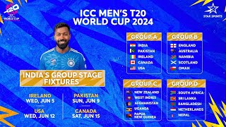 Full Schedule of ICC T20 WC 2024 India’s matches Group of Death amp the return of Super 8 [upl. by Gardner447]