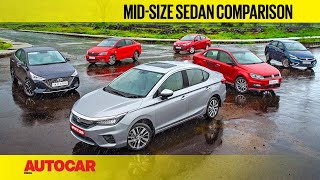 City vs Verna vs Ciaz vs Vento vs Rapid vs Yaris  The Best Sedan Is  Comparison  Autocar India [upl. by Ezar]