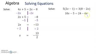 Algebra Lesson 2 Solving Equations with Unknowns on Both Sides [upl. by Knepper]