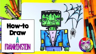 How To Draw a Frankenstein for KIDS Halloween StepByStep Directed Drawing Tutorial [upl. by Haynor630]