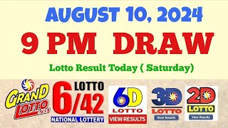 Lotto Result Today 9pm draw August 10 2024 655 642 6D Swertres Ez2 PCSO [upl. by Nay263]