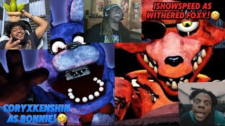 CORYXKENSHIN amp ISHOWSPEED BEING BONNIE AND WITHERED FOXY BY JABBLEBROS REACTION 🤣🔥 fnaf reaction [upl. by Latreese]