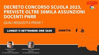 Decreto concorso scuola previste oltre 30mila assunzioni docenti Pnrr quali requisiti e prove [upl. by Hammock]