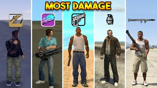 HIGHEST DAMAGE WEAPON FROM EVERY GTA GTA 5 vs GTA 4 vs GTA San Andreas vs GTA VC vs GTA 3 [upl. by Ardnas656]