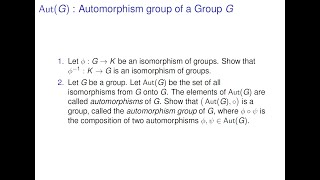 Algebra  AutG the automorphism group of a group G [upl. by Lewak]