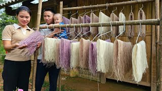 Process of making MultiColored Dry Vermicelli from Natural ingredients  Cooking  Trieu Thi Thuy [upl. by Coben738]