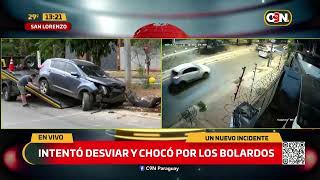 Destruyó su vehículo por los bolardos en San Lorenzo [upl. by Ashwell]