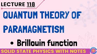 Quantum Theory of Paramagnetism  susceptibility of paramagnetic substances  Brillouin function [upl. by Icyac950]